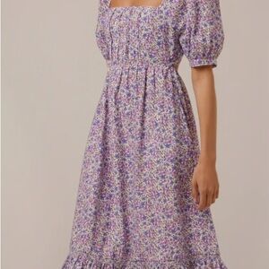 Favorite Daughter Tie Back Lavender Floral Midi Dress
